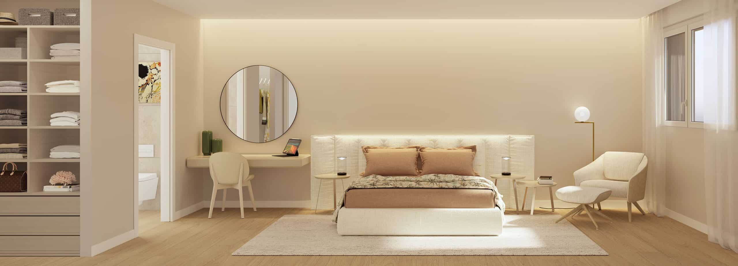 Dormitorio de una vivienda de obra nueva de Gorraiz Único en Gorraiz