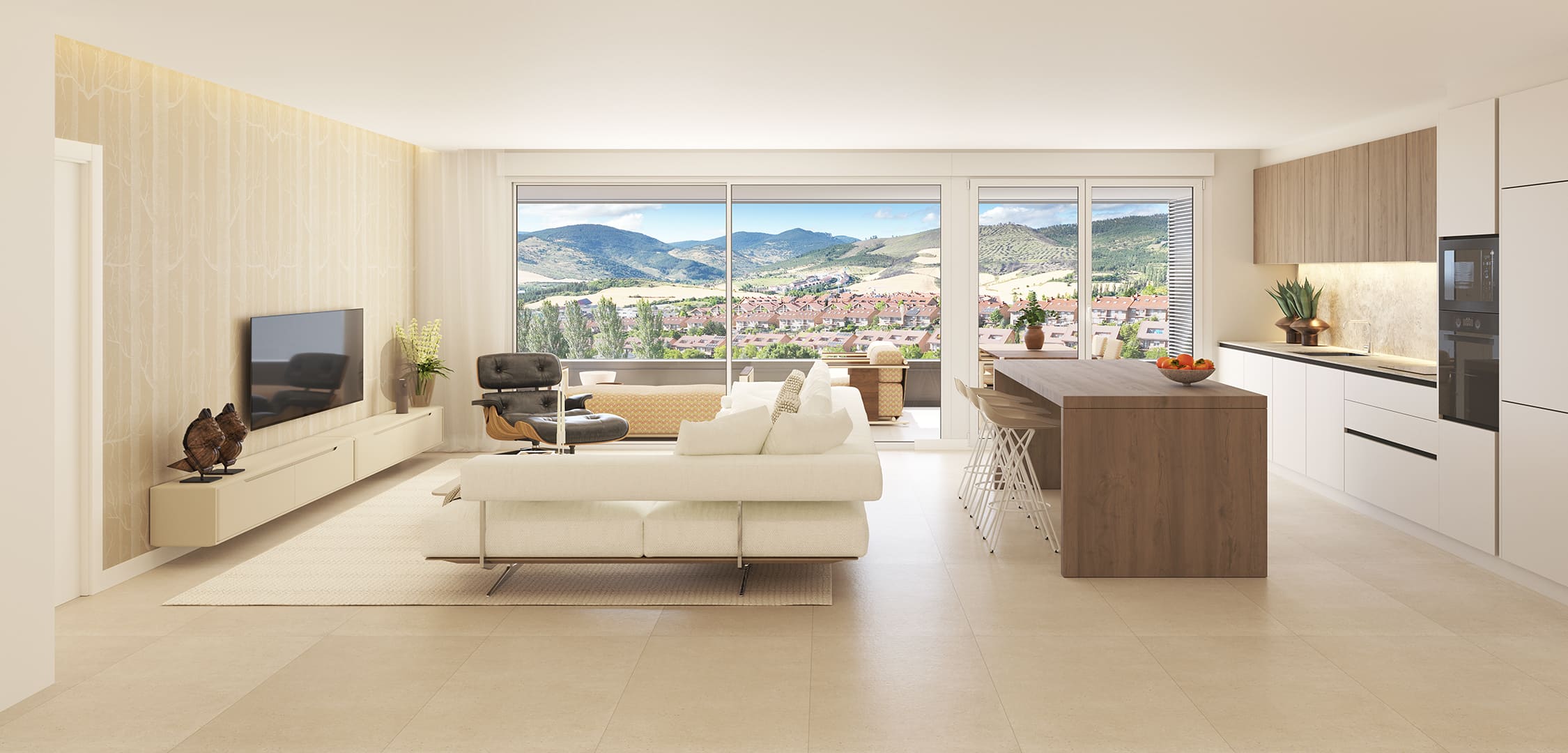 Salón de una vivienda de obra nueva de Gorraiz Único en Gorraiz